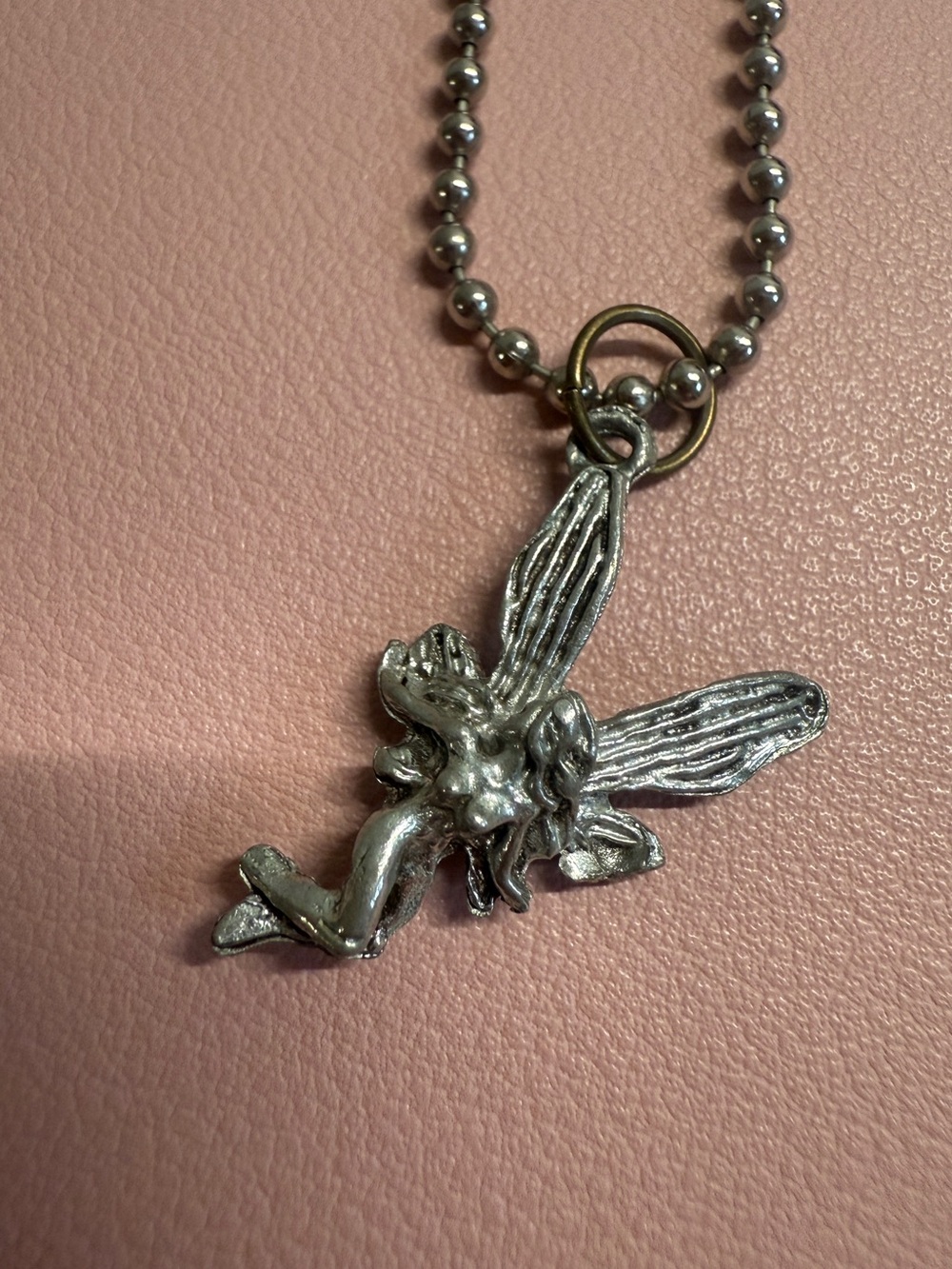 Silver Fairy Pendant Necklace Ball Chain Whimsical Fairycore Y2K Layering Vinted